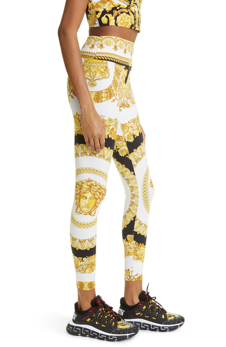 Versace Medusa Head Print Leggings, Alternate, color,