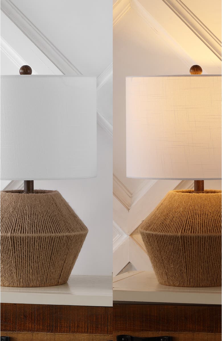 JONATHAN Y Alma 21.75" Coastal Rustic Iron/Rope LED Table Lamp, Brown, Alternate, color, Brown