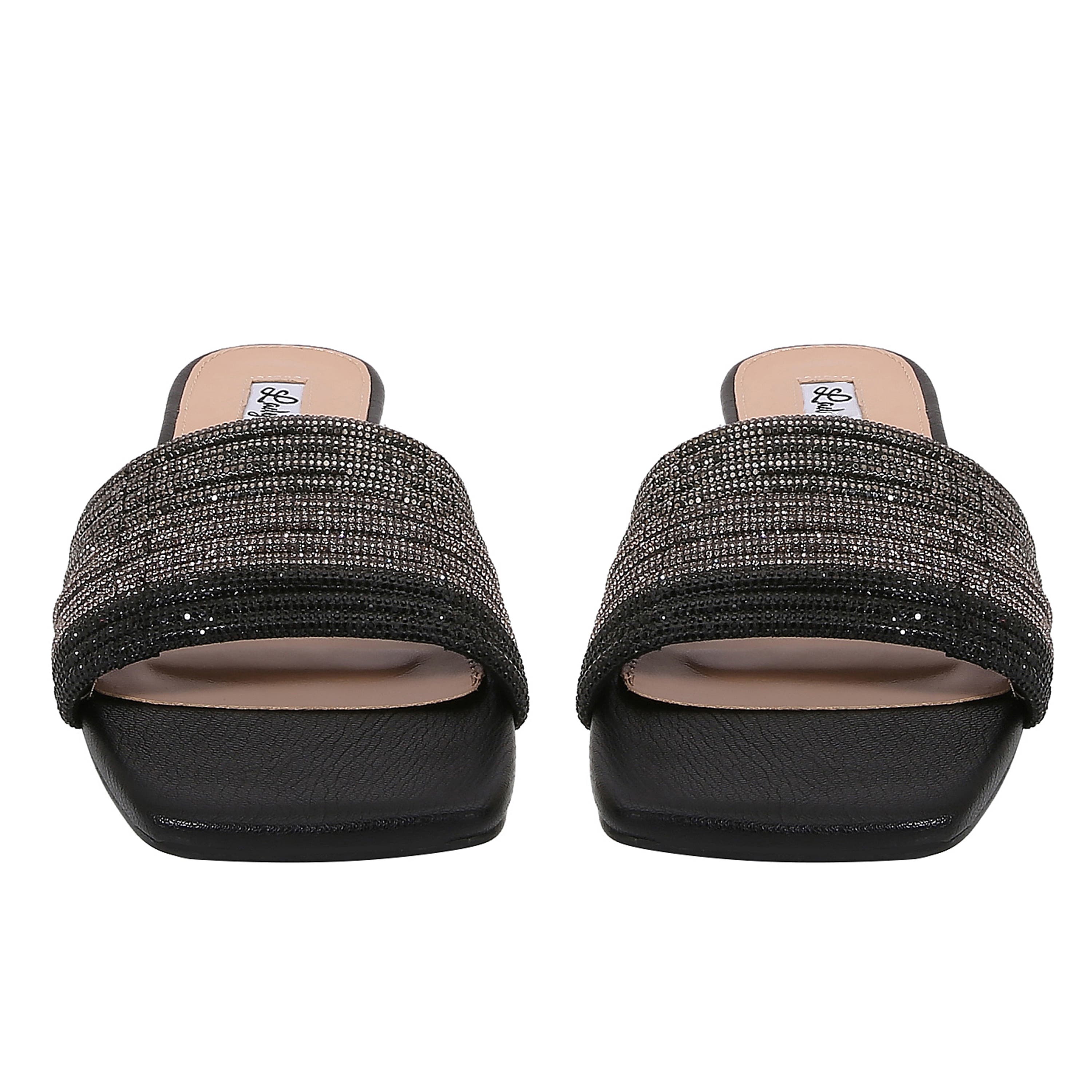 LADY COUTURE Multi Rhinestone Color Straps Slide With Multi Jewel Heel, Alternate, color, Black Multi