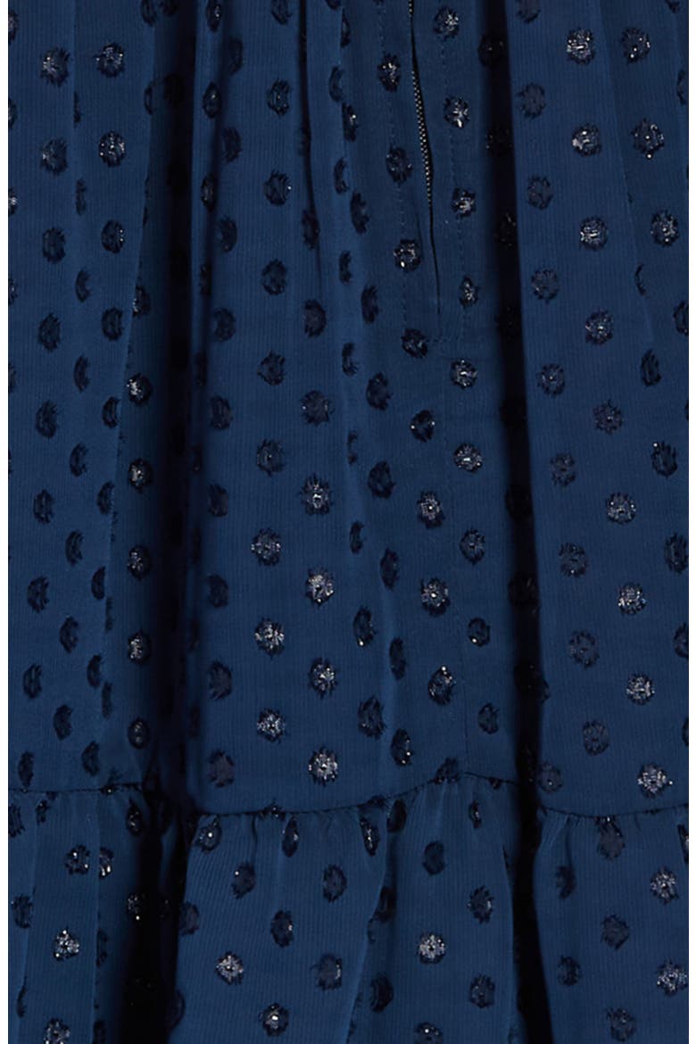 Kids' Burnout Metallic Chiffon Long Sleeve Dress, Alternate, color, NAVY