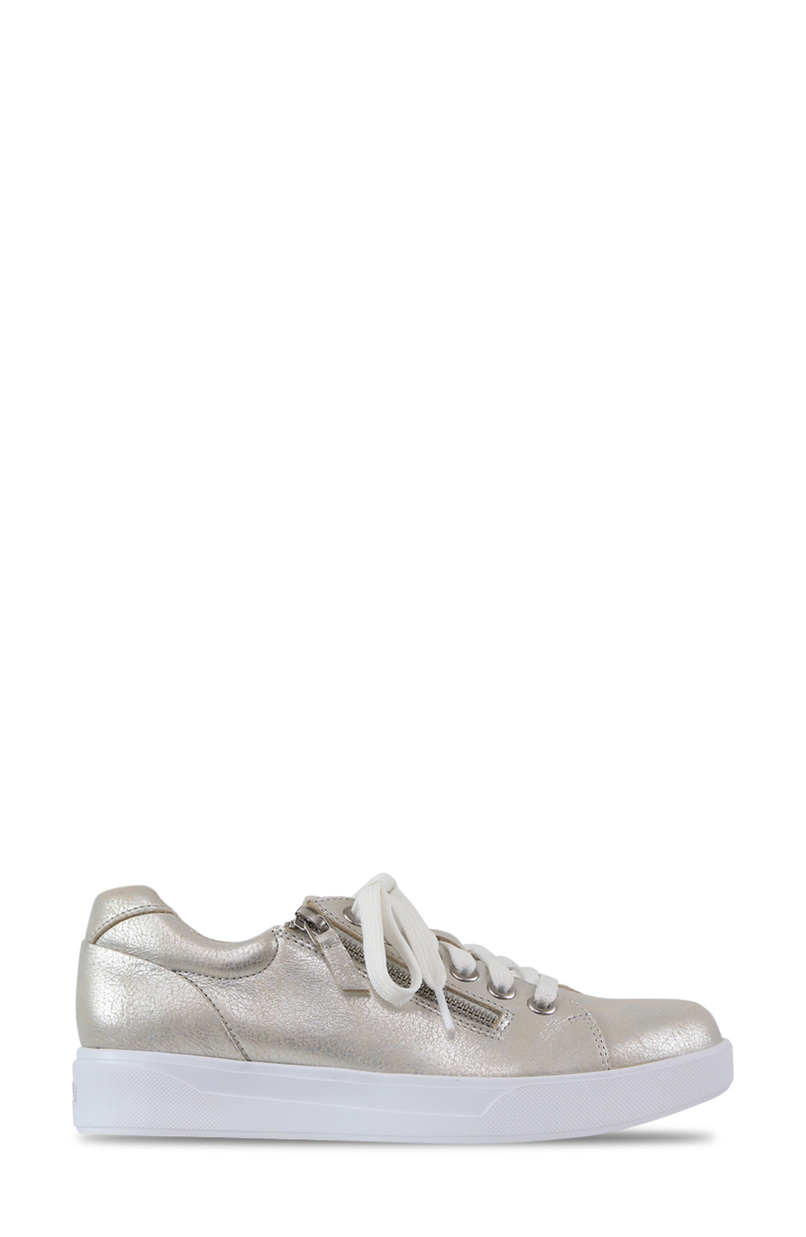 Munro Tilly Sneaker, Alternate, color, Stone Matte Silver Leather