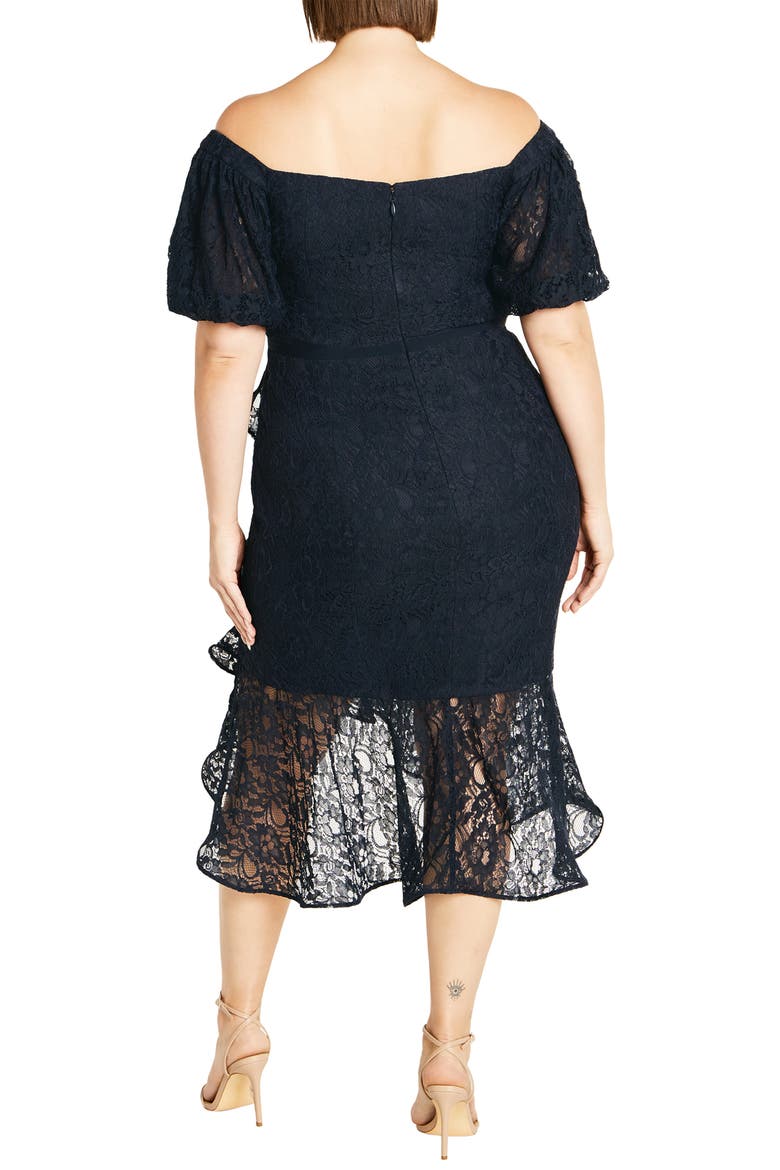 Lily Off the Shoulder Lace Dress, Alternate, color, NAVY