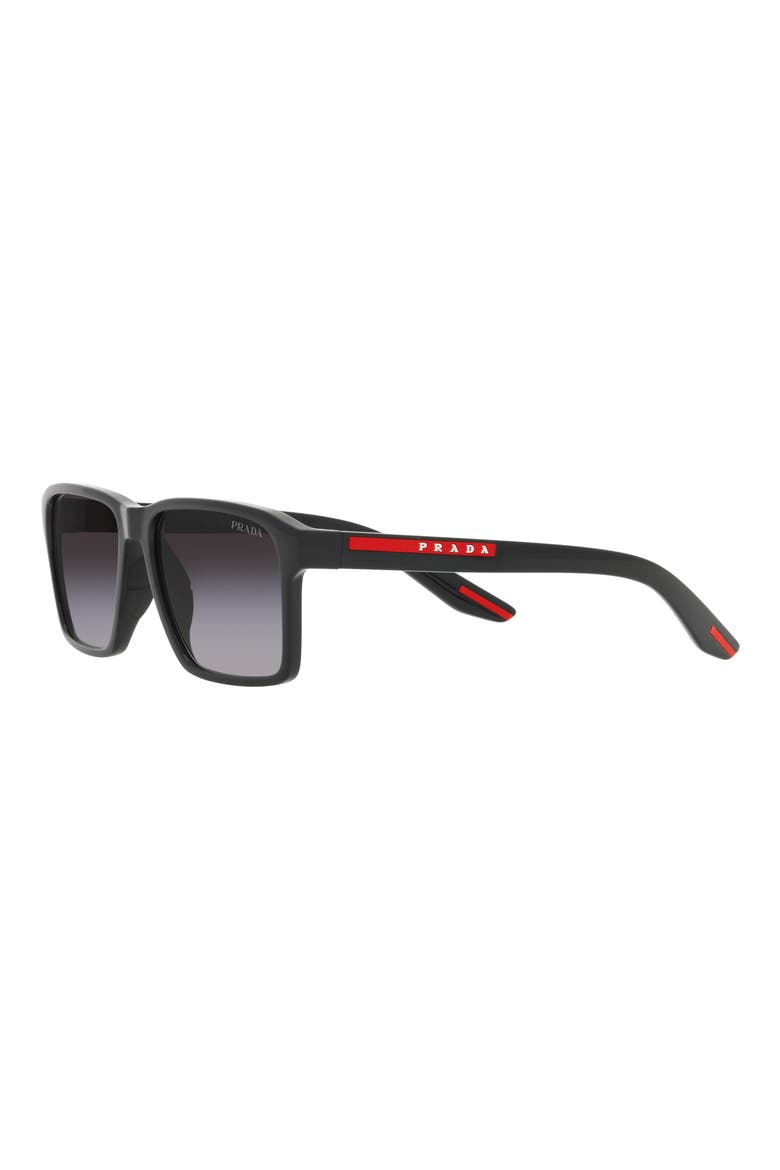58mm Gradient Rectangular Sunglasses, Alternate, color, BLACK