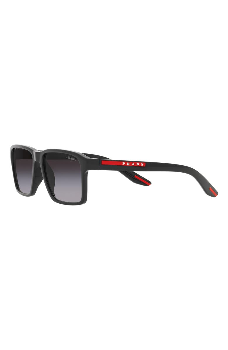 Prada Linea Rossa 58mm Gradient Rectangular Sunglasses, Alternate, color, Black