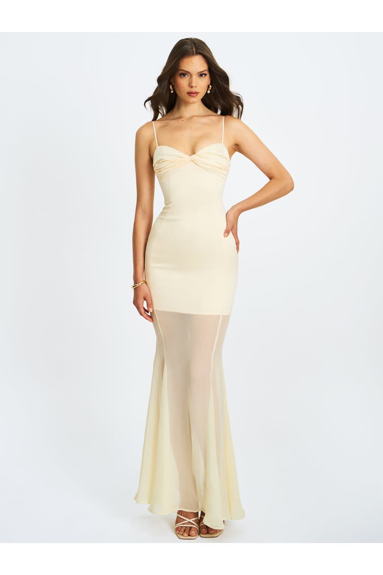 Zayne Ruch Breast Chiffon Mermaid Maxi Dress, Main, color, Butter Yellow