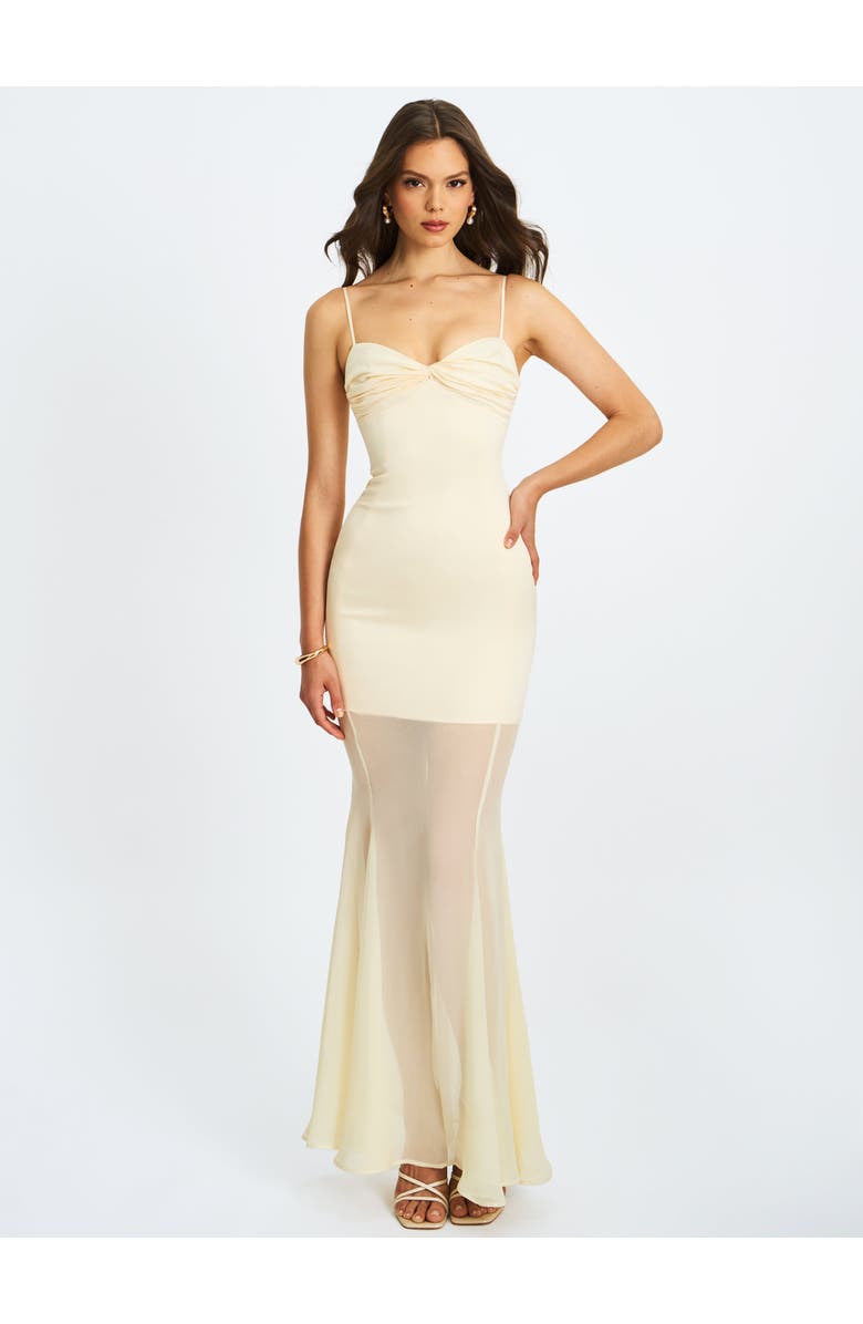 Miss Circle Zayne Ruch Breast Chiffon Mermaid Maxi Dress, Main, color, Butter Yellow