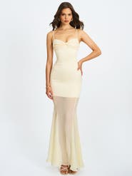 Miss Circle Zayne Ruch Breast Chiffon Mermaid Maxi Dress