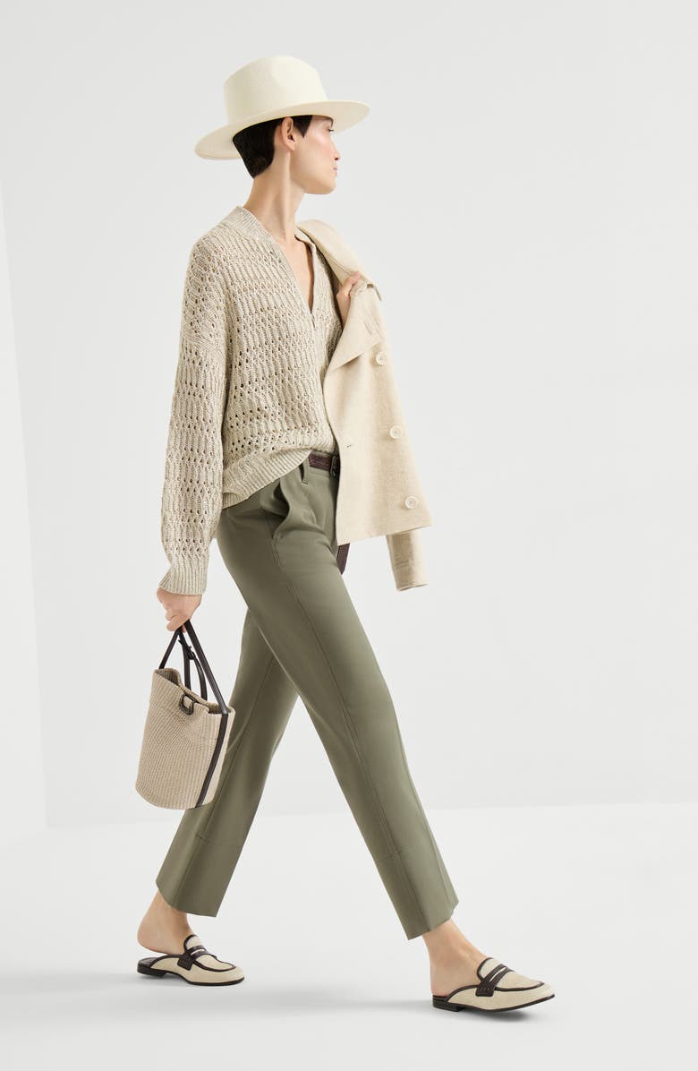 Brunello Cucinelli Kickflare Cigarette trousers, Alternate, color, Olive