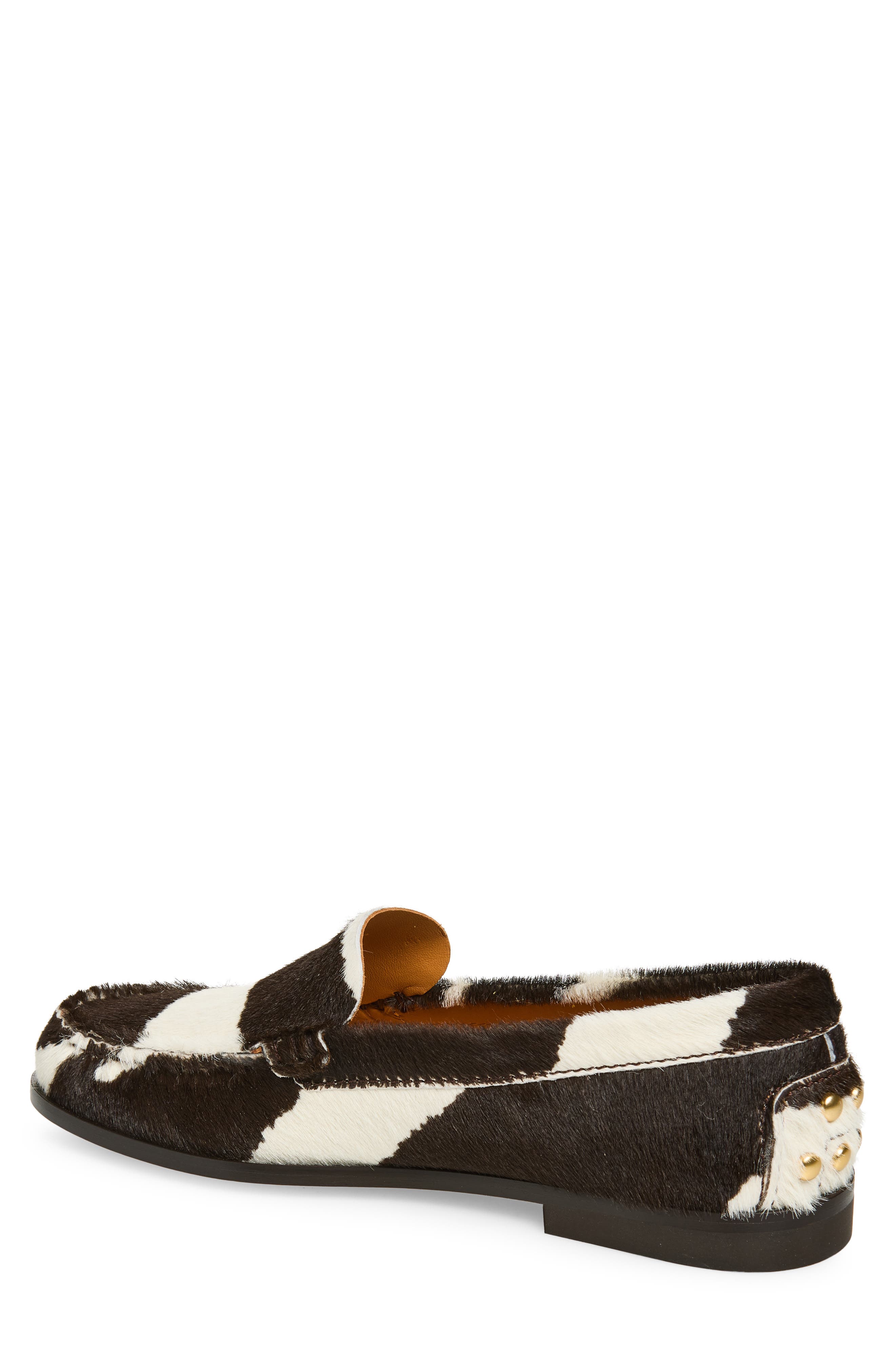 Tod's Genuine Calf Hair Stud Detail Slipper Loafer, Alternate, color, Bianco/ Moro