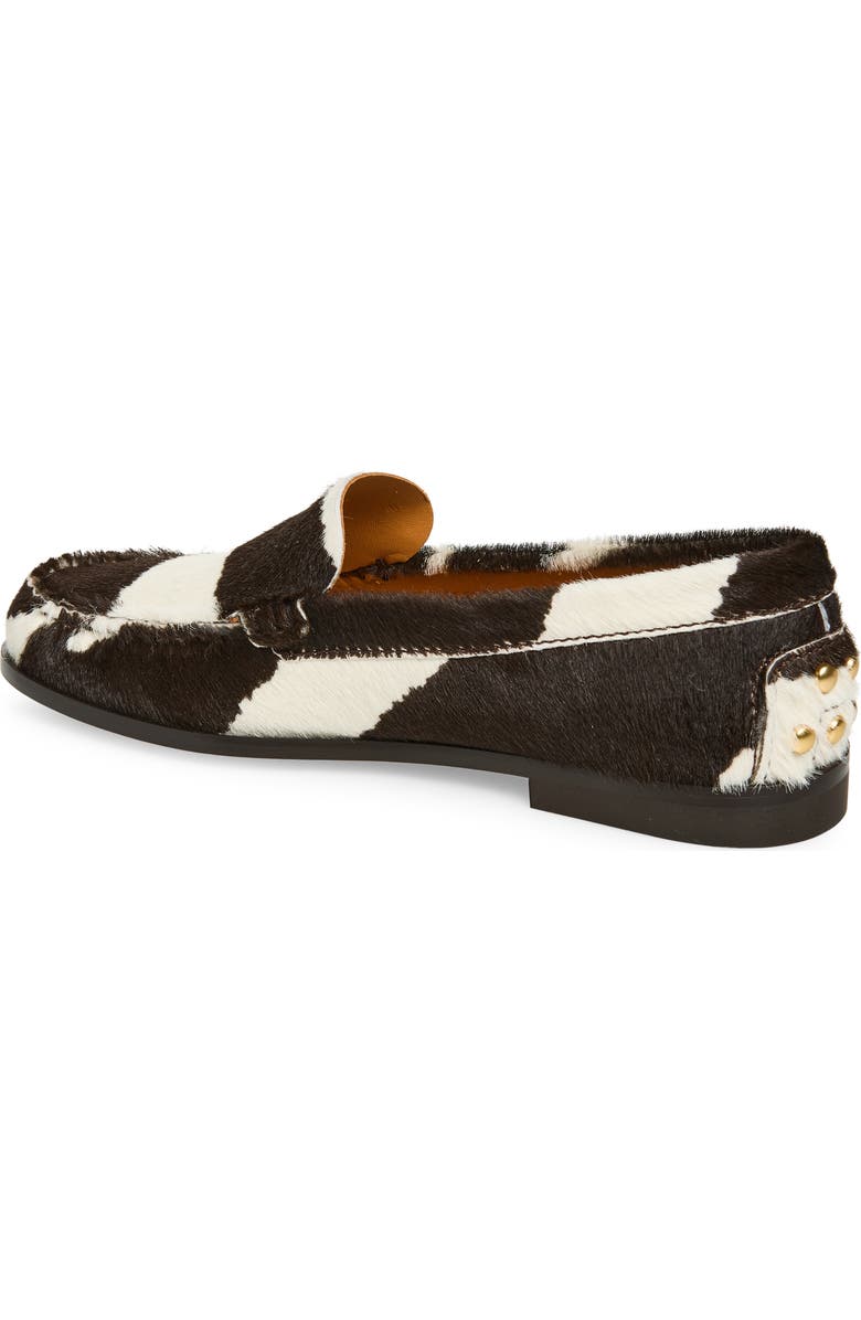 Tod's Genuine Calf Hair Stud Detail Slipper Loafer, Alternate, color, Bianco/ Moro