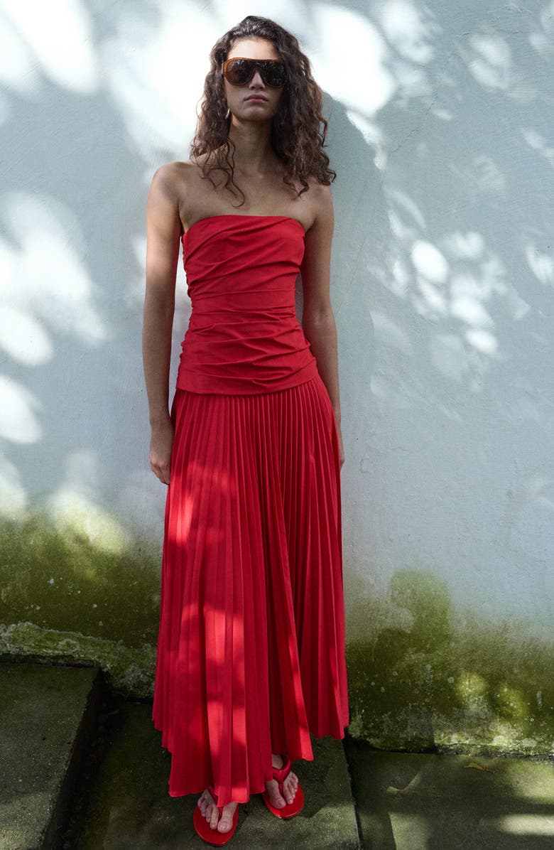 MANGO Strapless Midi Dress, Alternate, color,