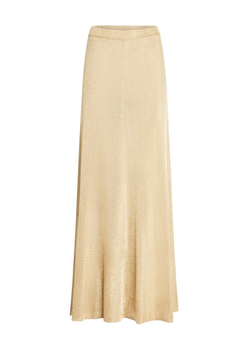 Shop Ser.o.ya Alice Metallic Knit Maxi Skirt In Gold