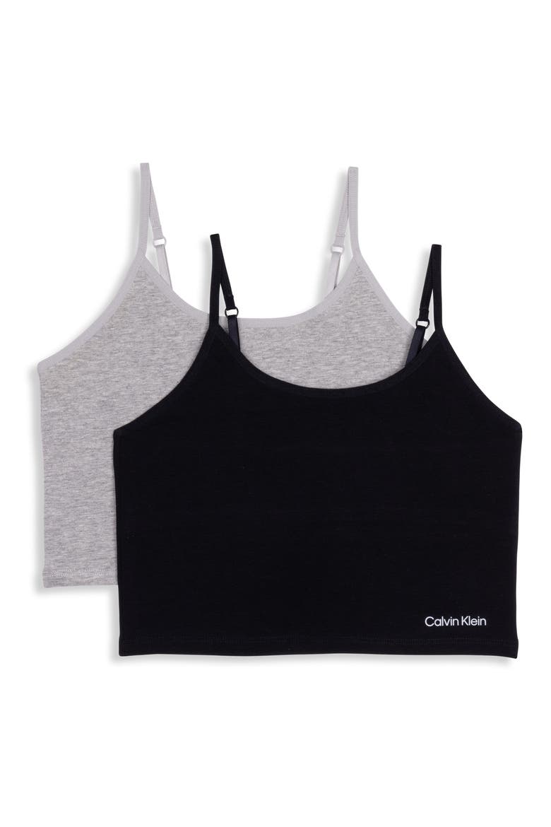 Kids' Assorted 2-Pack Stretch Cotton Bralettes, Main, color, BLK/HTRGRY