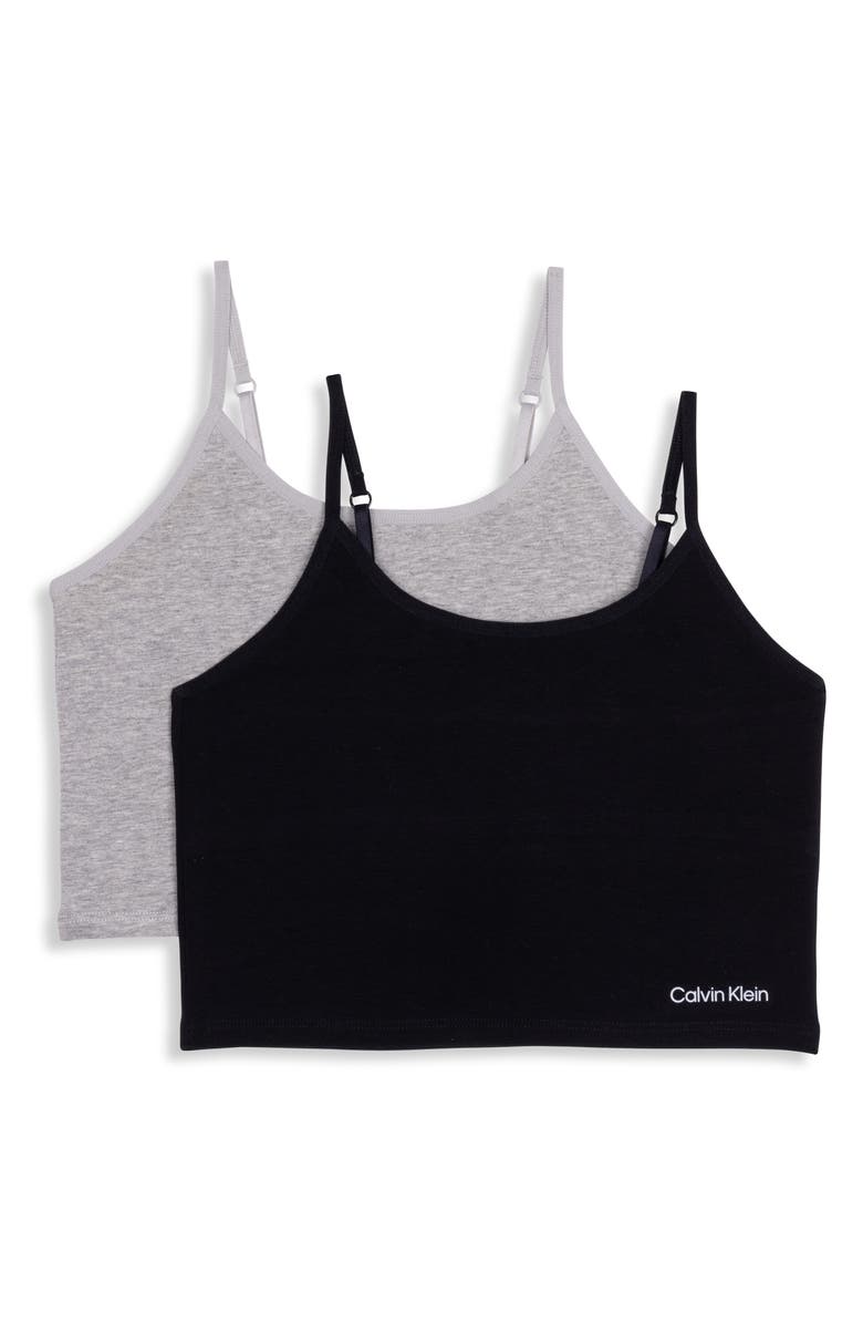 Calvin Klein Kids' Assorted 2-Pack Stretch Cotton Bralettes, Main, color, Black/ Heather Grey