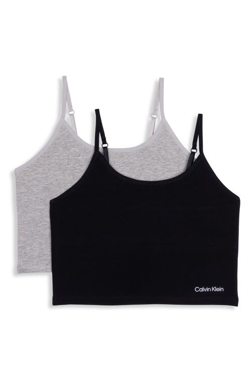 Shop Calvin Klein Kids' Assorted 2-pack Stretch Cotton Bralettes In Black/heather Grey