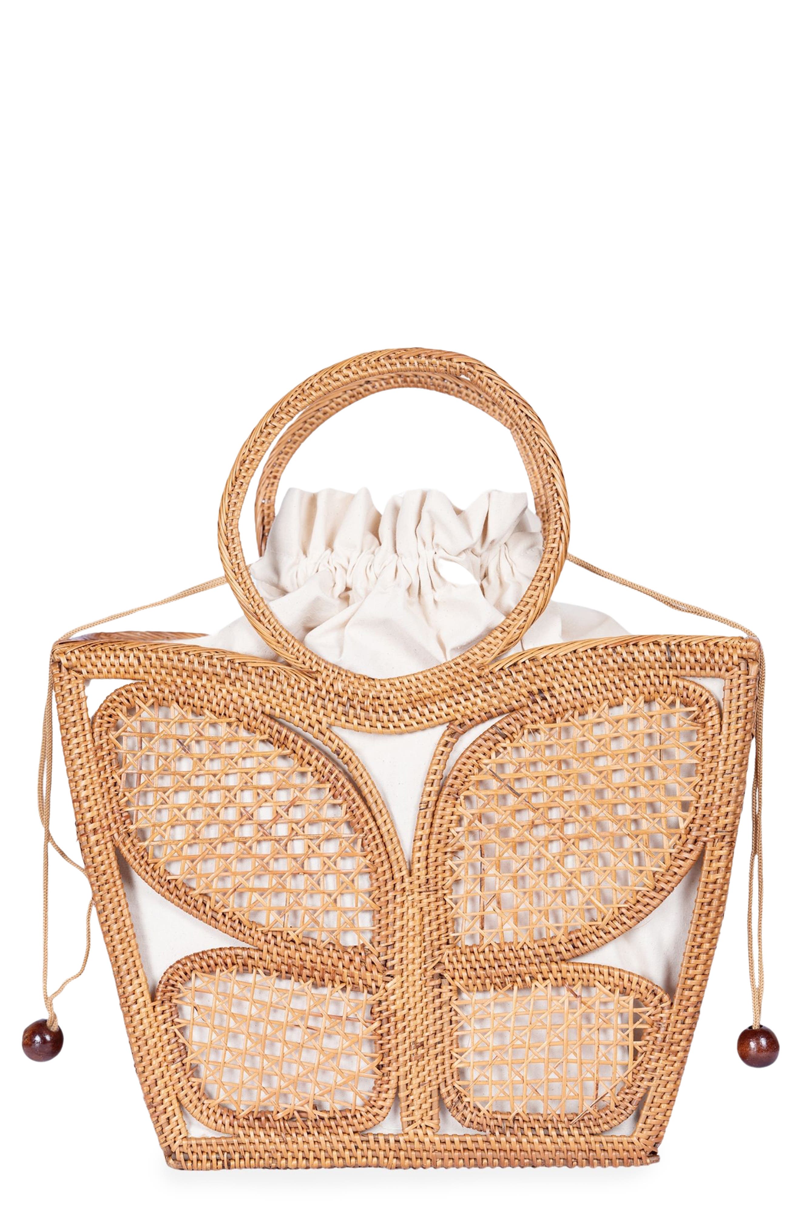 Jelavu Ata Butterfly Handwoven Rattan Tote