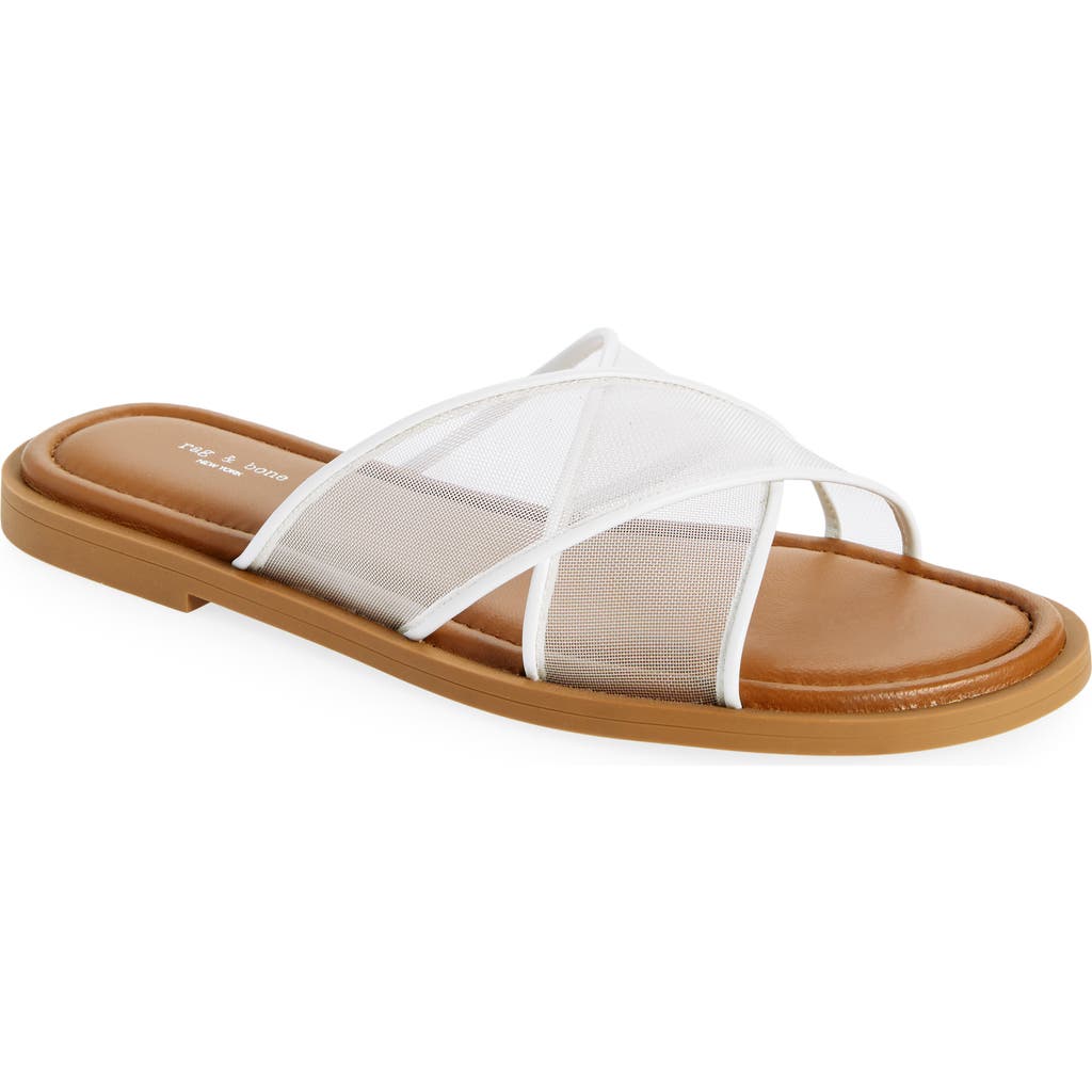 Rag & Bone Geo Mesh Crisscross Slide Sandals In Antique White