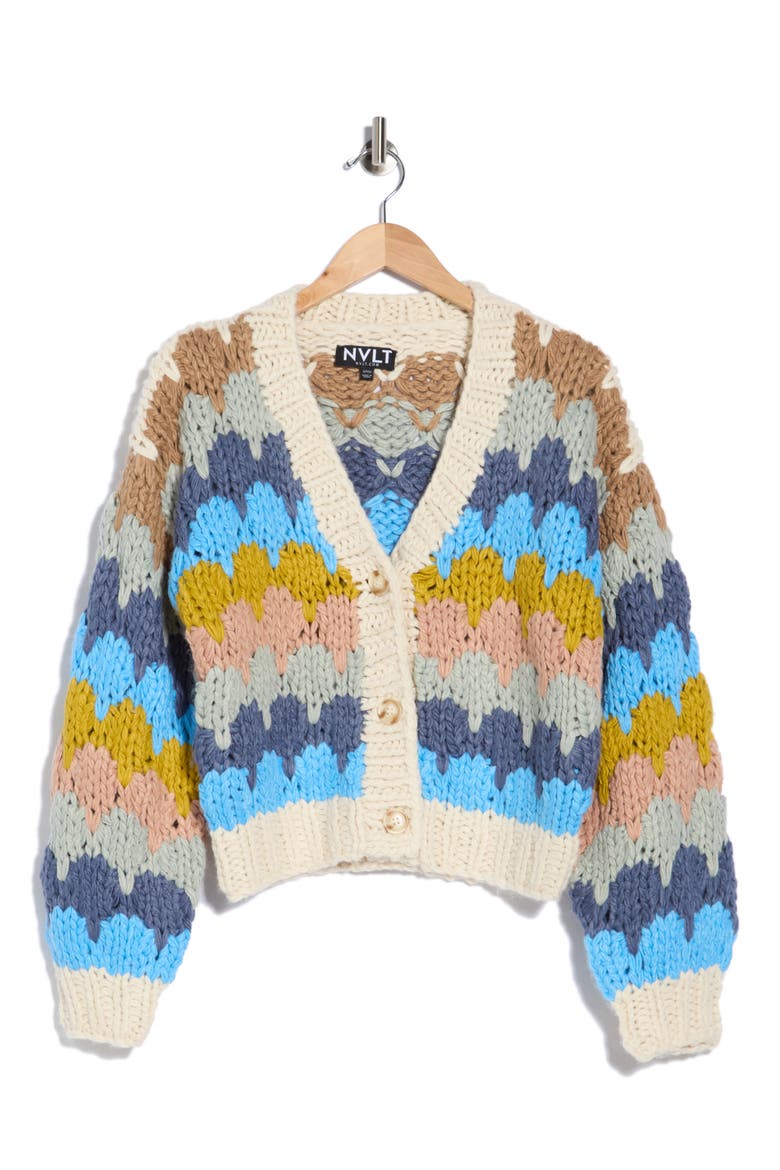 Chunky Stitch Cardigan, Main, color, BLUE MULTI