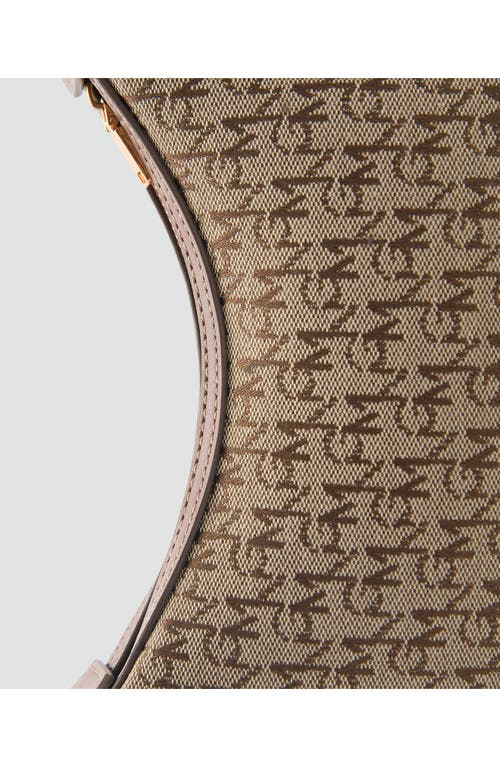 Mango Logo Jacquard Shoulder Bag In Brown