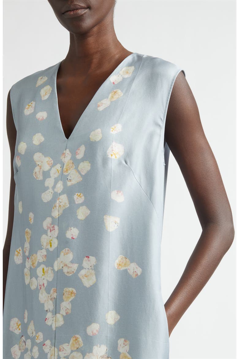Cherie Petal Print Silk Midi Dress, Alternate, color, 415067 STORM PETALS