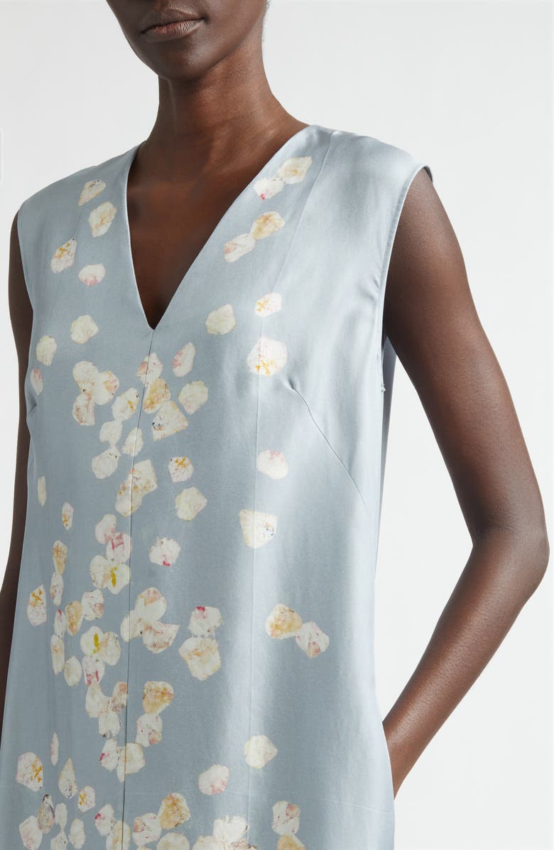 Altuzarra Cherie Petal Print Silk Midi Dress, Alternate, color, 415067 Storm Petals