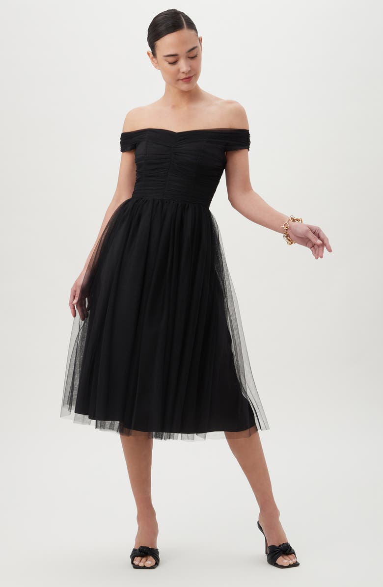 Trina Turk Renai Off the Shoulder Tulle Fit & Flare Dress, Alternate, color,