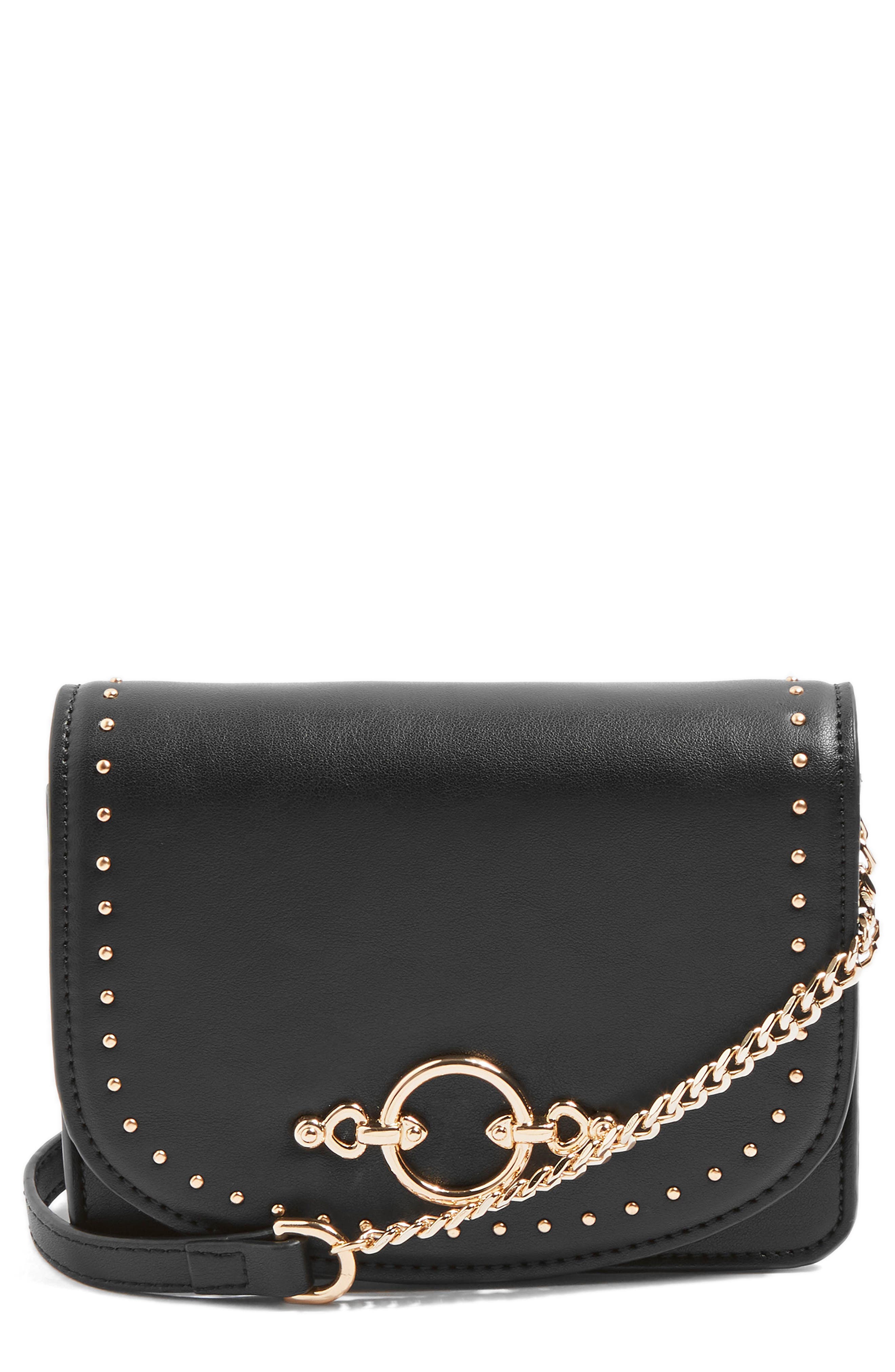Topshop Osen Stud Circle Crossbody Bag, Main, color, 