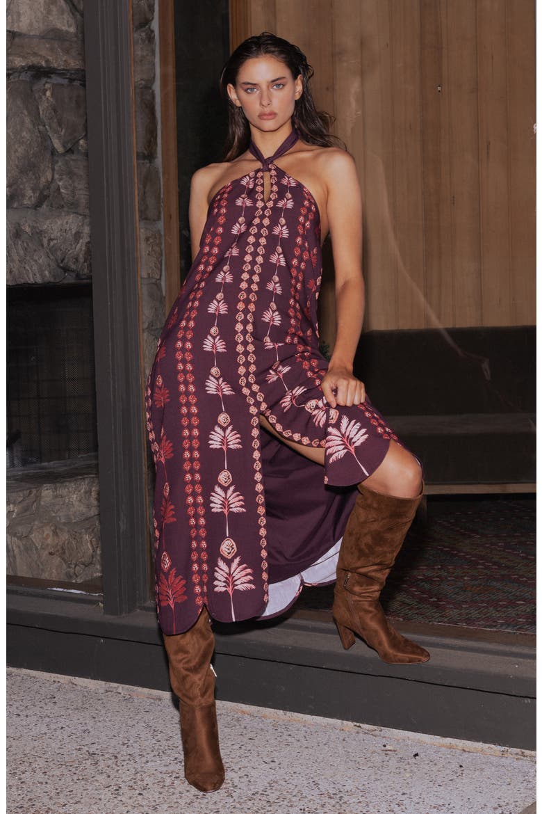 Eika Maxi Halter Dress, Alternate, color, PLUM MULTI