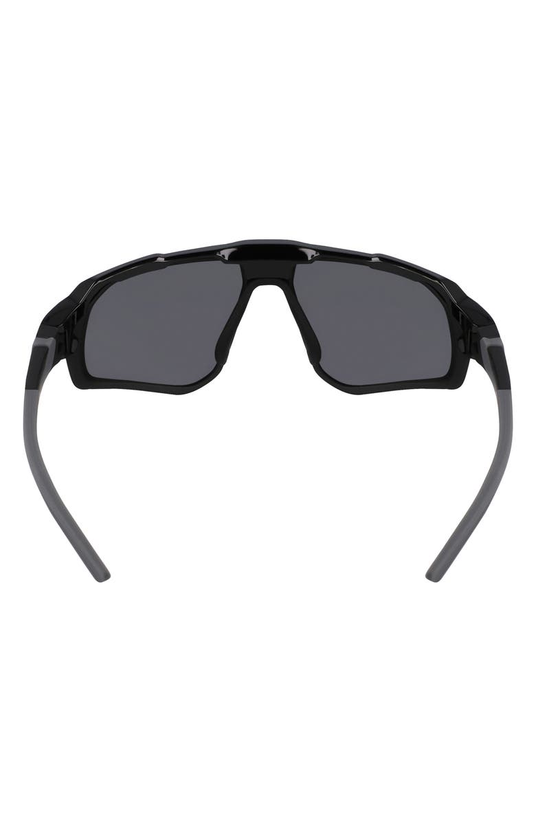 Nike Flyfree 72mm Rectangular Sunglasses, Alternate, color, Black / Silver Flash/ Volt