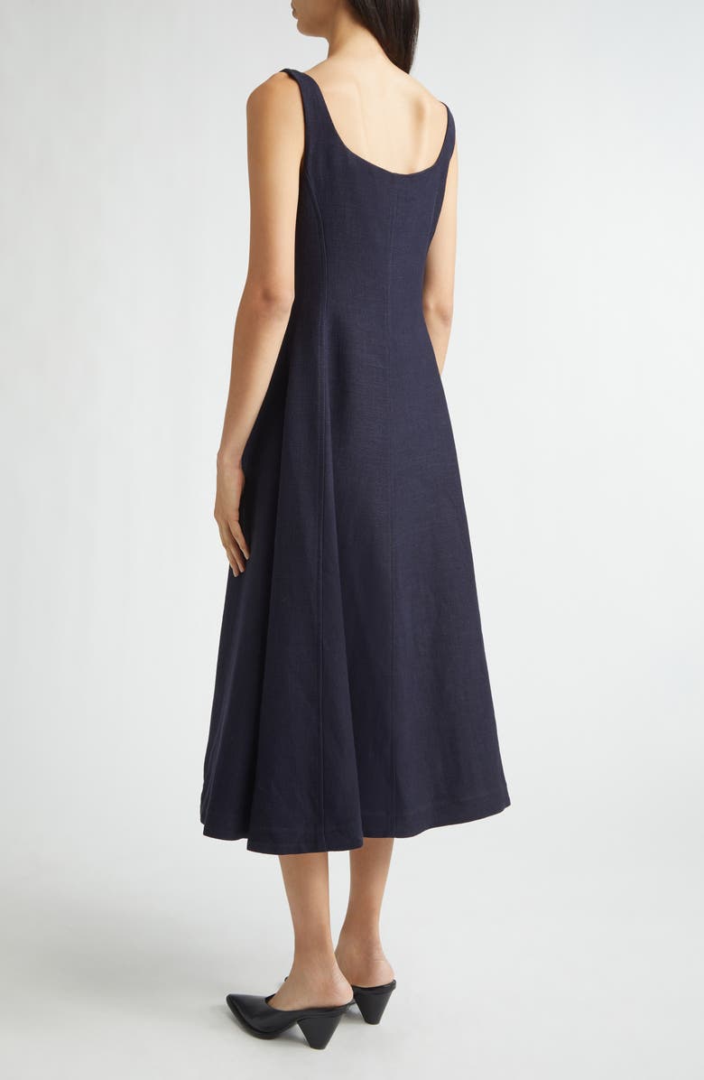 Altuzarra Orrie Sleeveless Linen Blend Midi Dress, Alternate, color, 000400 Navy