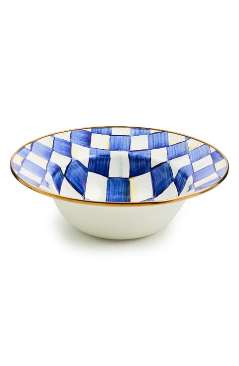 Royal Check Enameled Steel Serving Bowl
