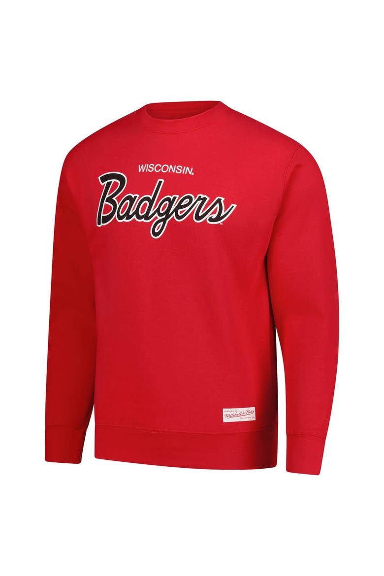 Men's Mitchell & Ness  Red Wisconsin Badgers Elite Script Pullover Sweatshirt, Alternate, color, Red