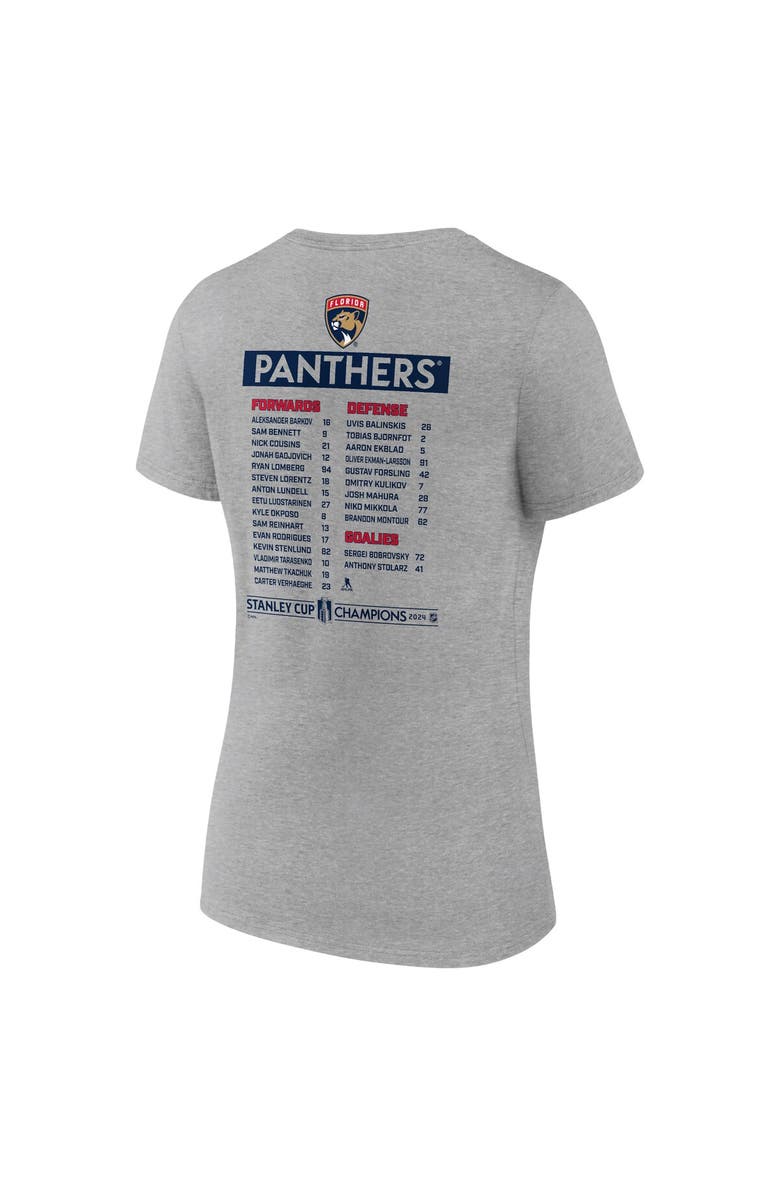 FANATICS Women's Fanatics  Steel Florida Panthers 2024 Stanley Cup Champions Roster V-Neck T-Shirt, Alternate, color, Steel