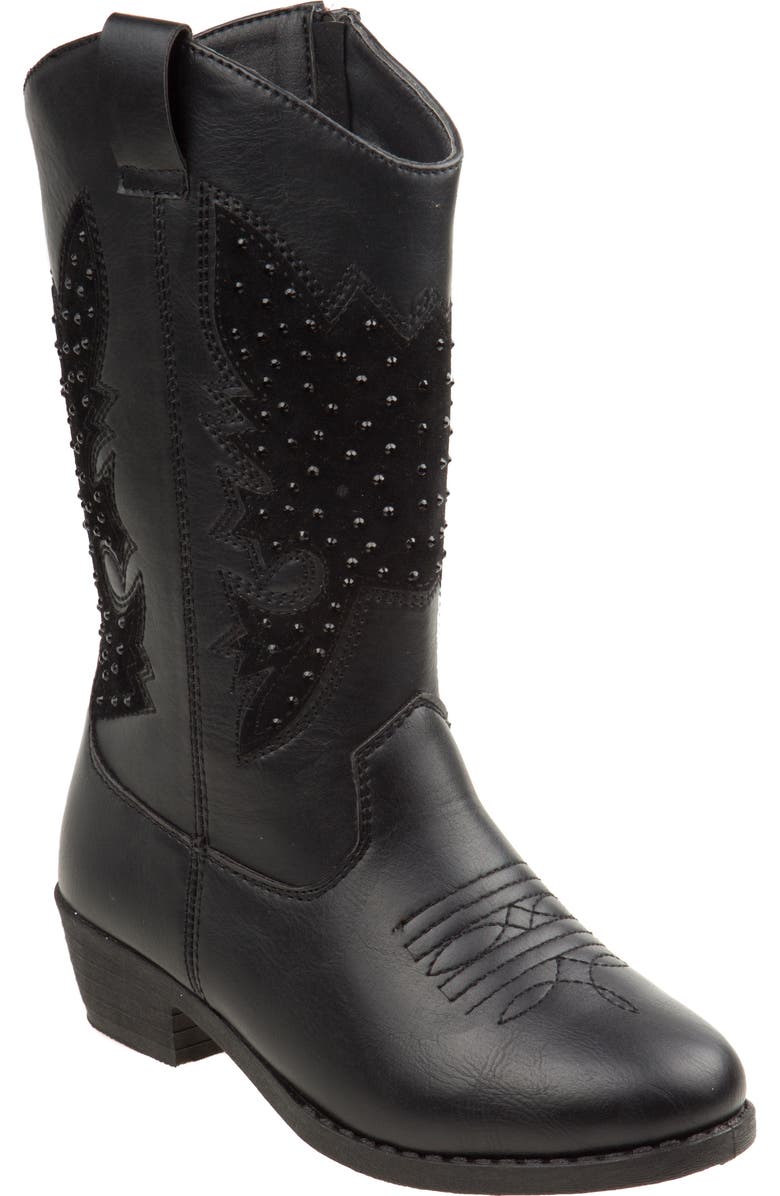 Kensie Girl zip up boot with heel, Main, color, Black