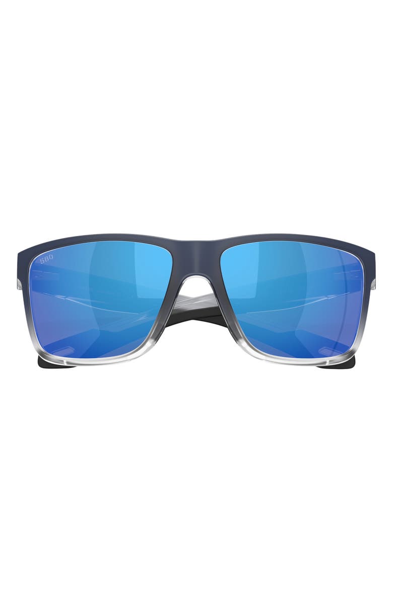 Costa Del Mar 58mm Broadbill II Polarized Rectangle Sunglasses, Alternate, color, Deep Blue Fade / Blue 580G