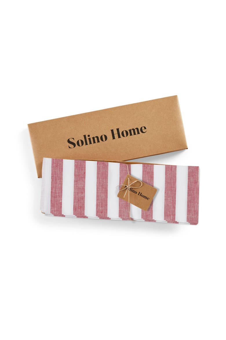 Linen Placemats Set of 4, 14 x 19" - Sorrento Stripe, Alternate, color, Red and White