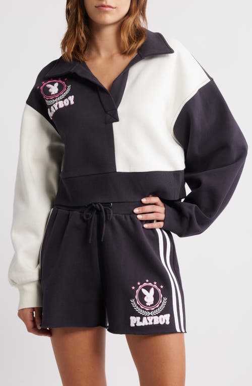Ptcl X Playboy Colorblock Varsity Logo Crop Sweatshirt