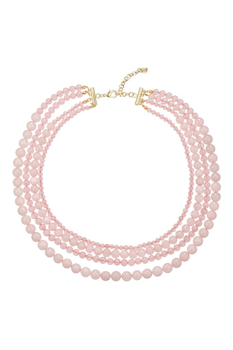 Stone Beaded Layered Necklace, Main, color, PINK