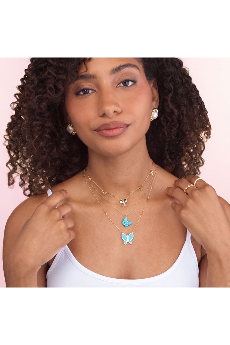 Clover Petal CZ Station Necklace, Alternate, color, Gold Plated Sterling Silver