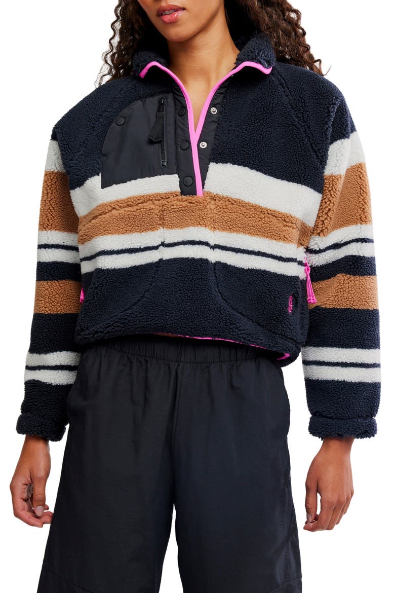 FP Movement Rocky Ridge Fleece Pullover, Main, color, BLACK NUTMEG FUCSHIA