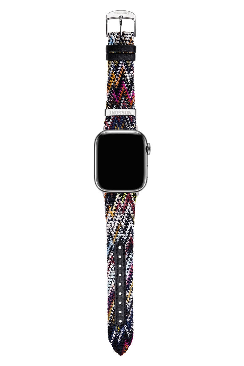 Zigzag Leather 22mm Apple Watch® Watchband, Alternate, color, MULTI