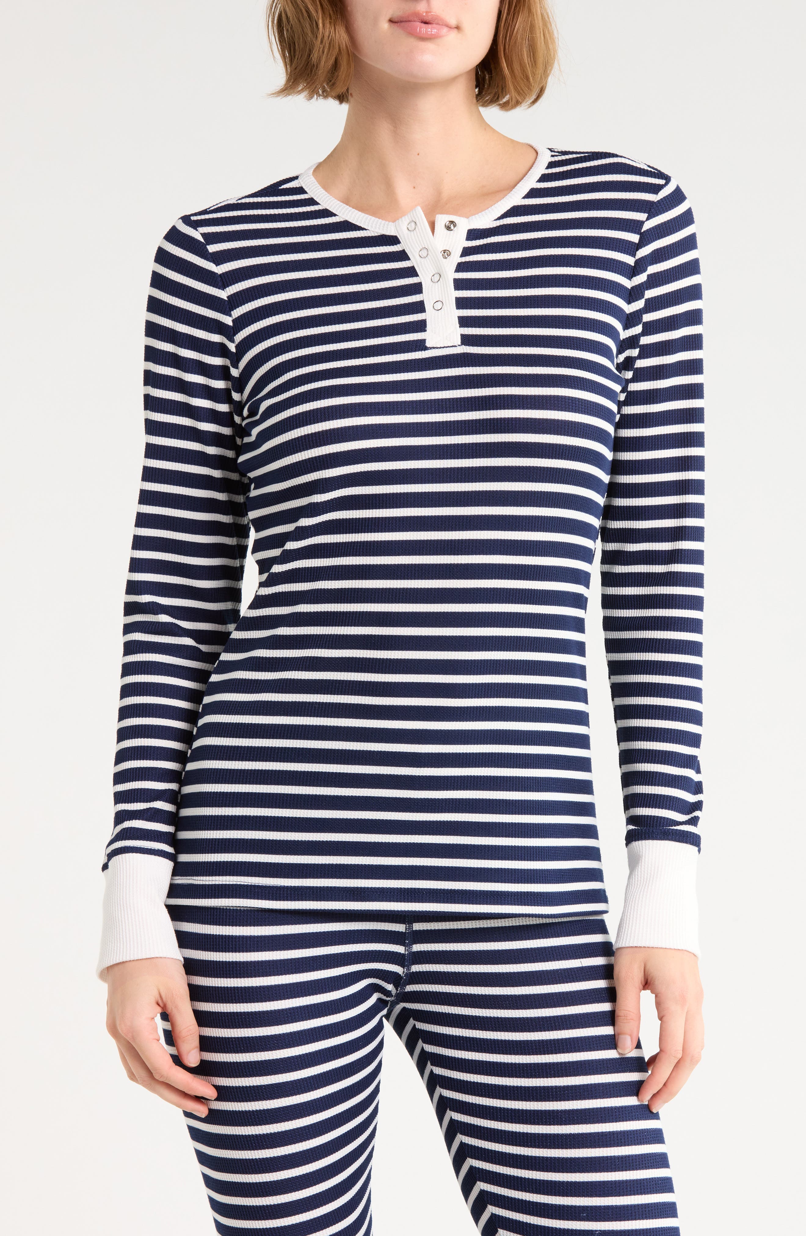 Striped Long Sleeve Henley Top
