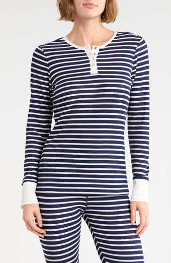 Striped Long Sleeve Henley Top