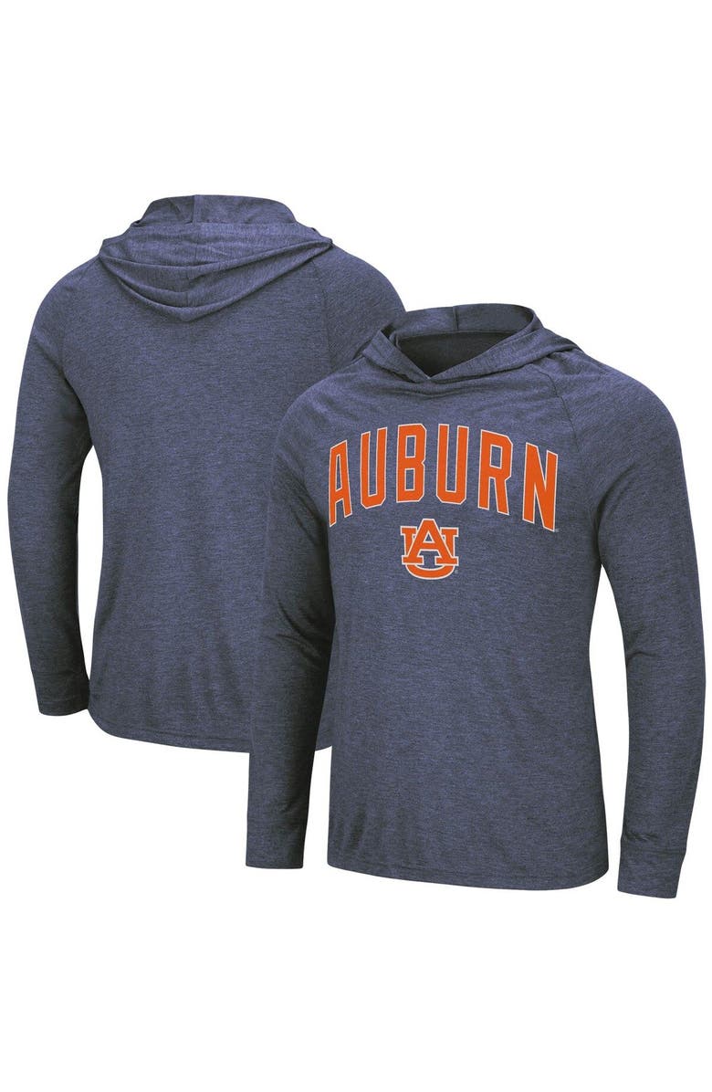 COLOSSEUM Men's Colosseum Heathered Navy Auburn Tigers Big & Tall Wingman Raglan Hoodie T-Shirt, Main, color,