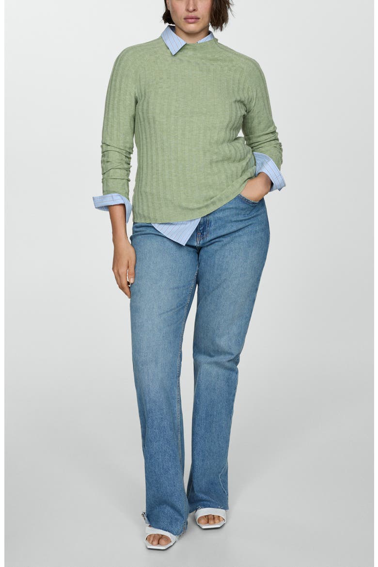 Flurry Rib Funnel Neck Sweater, Alternate, color, PASTEL GREEN