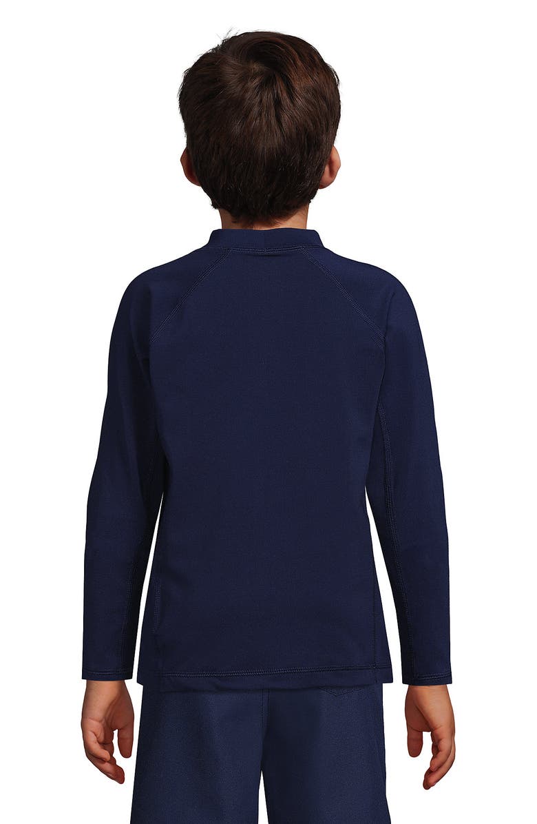 Lands' End Boys Long Sleeve UPF 50 Sun Protection Rash Guard, Alternate, color, Deep Sea Navy Tie Dye Sharks