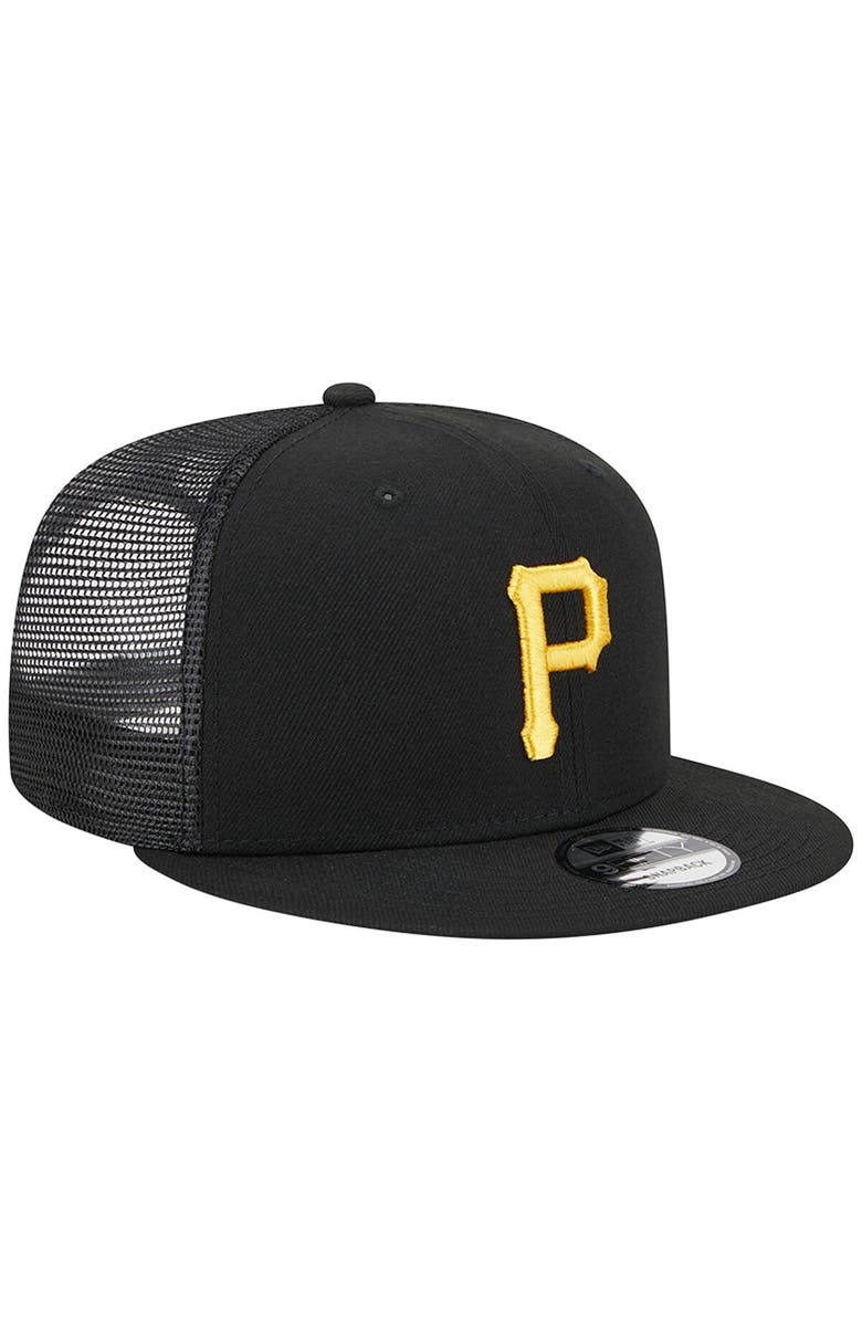 New Era Men's New Era Black Pittsburgh Pirates Team Color Trucker 9FIFTY Snapback Hat, Alternate, color, 
