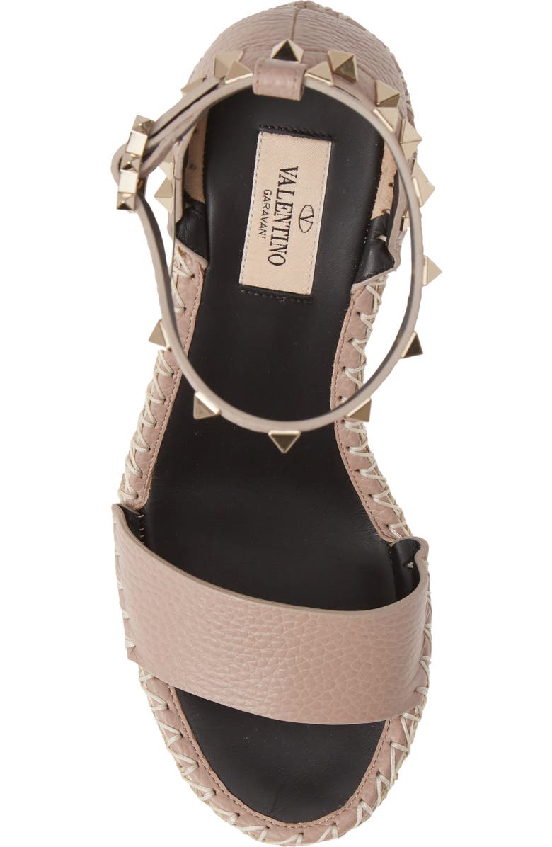 Valentino Garavani Rockstud Espadrille Wedge, Alternate, color, Poudre Leather