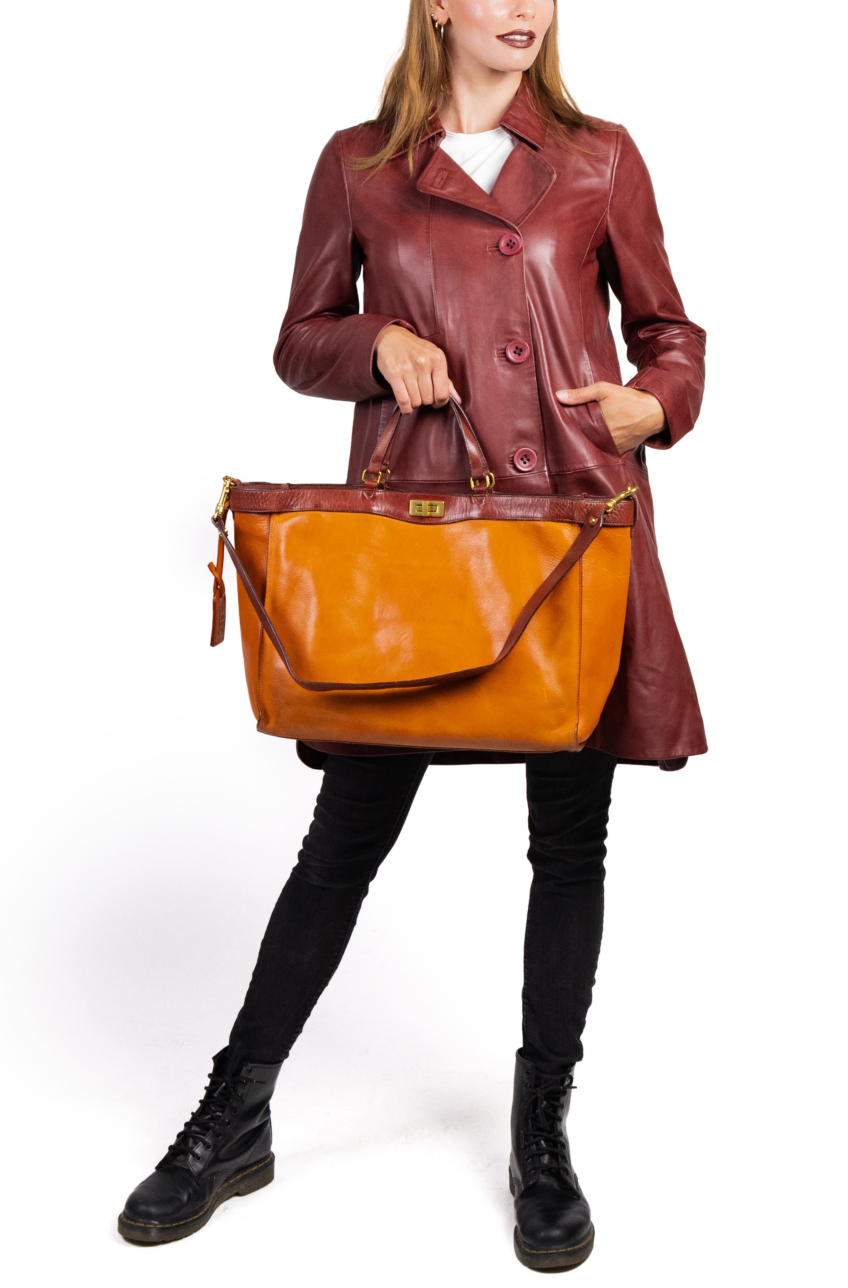OLD TREND Ixia Genuine Leather Jet Set Travel Tote, Alternate, color, Caramel