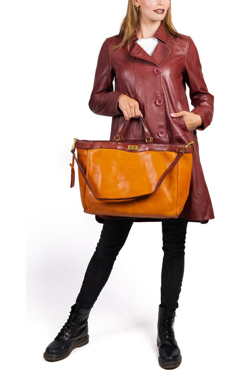 OLD TREND Ixia Genuine Leather Jet Set Travel Tote, Alternate, color, Caramel